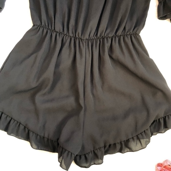 The Impeccable Pig Black Off the Shoulder Romper - Picture 8 of 11